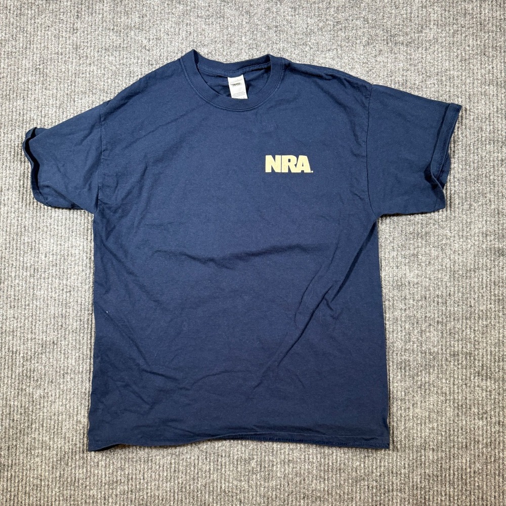 NRA National Rifle Association Navy Blue Graphic T-Shirt American Flag Large